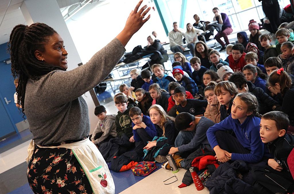 At the Eliot K-8 Innovation School in January 2020, soprano Brianna J. Robinson, in the foreground, and other artists from the Boston Lyric Opera visited to perform excerpts from Hansel and Gretel as part of an interactive program introducing opera to area students.SUZANNE KREITER/GLOBE STAFF